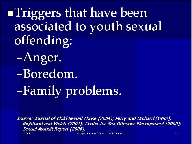 Triggers that Juvenile Sex Offenders CEUs